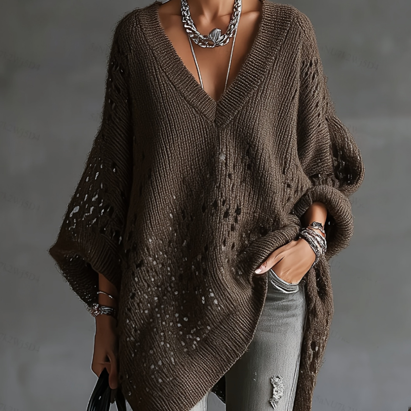 Women's Hollow Knitted Loose Pullover Sweater