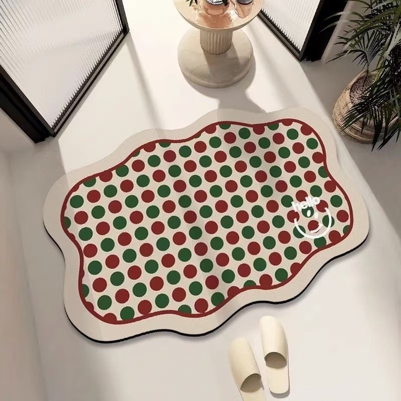 Light-luxury Diatomaceous Earth Water-absorbent And Stain-resistant Floral Bathroom Floor Mat