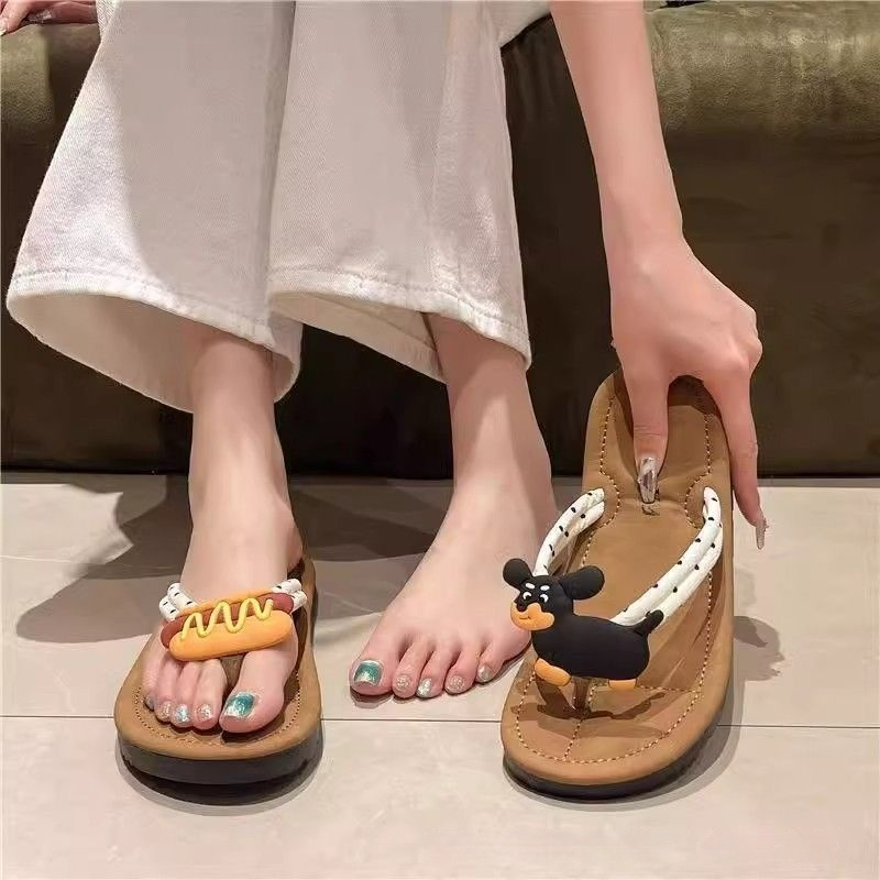 Cute Herringbone Non-slip Summer Outdoor Instagram-style Flip-flops Fashionable Soft-soled Beach Slippers