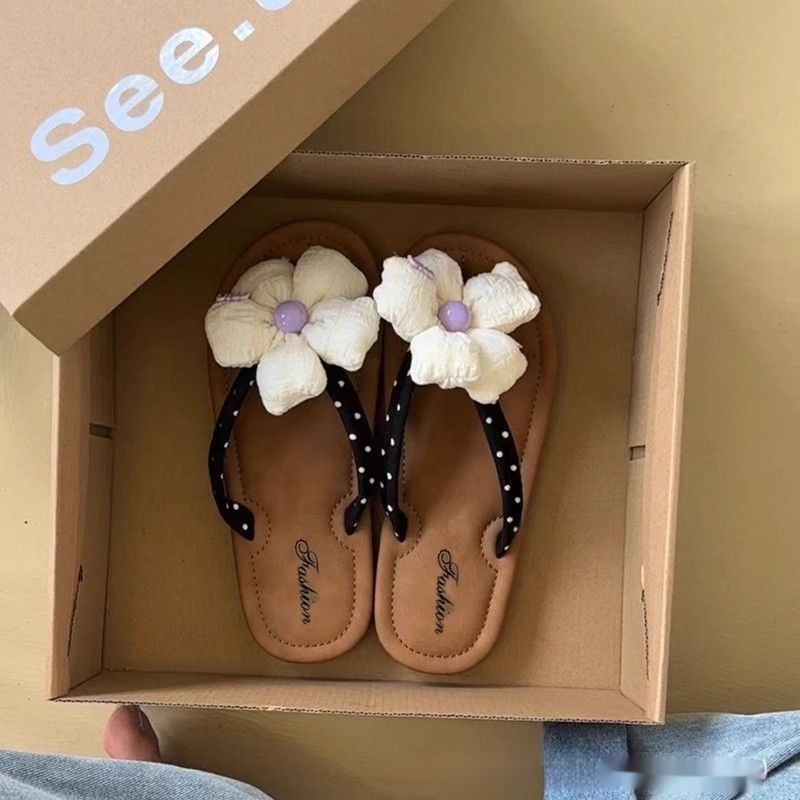 Cute Herringbone Non-slip Summer Outdoor Instagram-style Flip-flops Fashionable Soft-soled Beach Slippers