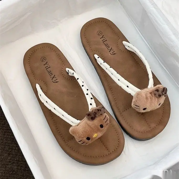Cute Herringbone Non-slip Summer Outdoor Instagram-style Flip-flops Fashionable Soft-soled Beach Slippers