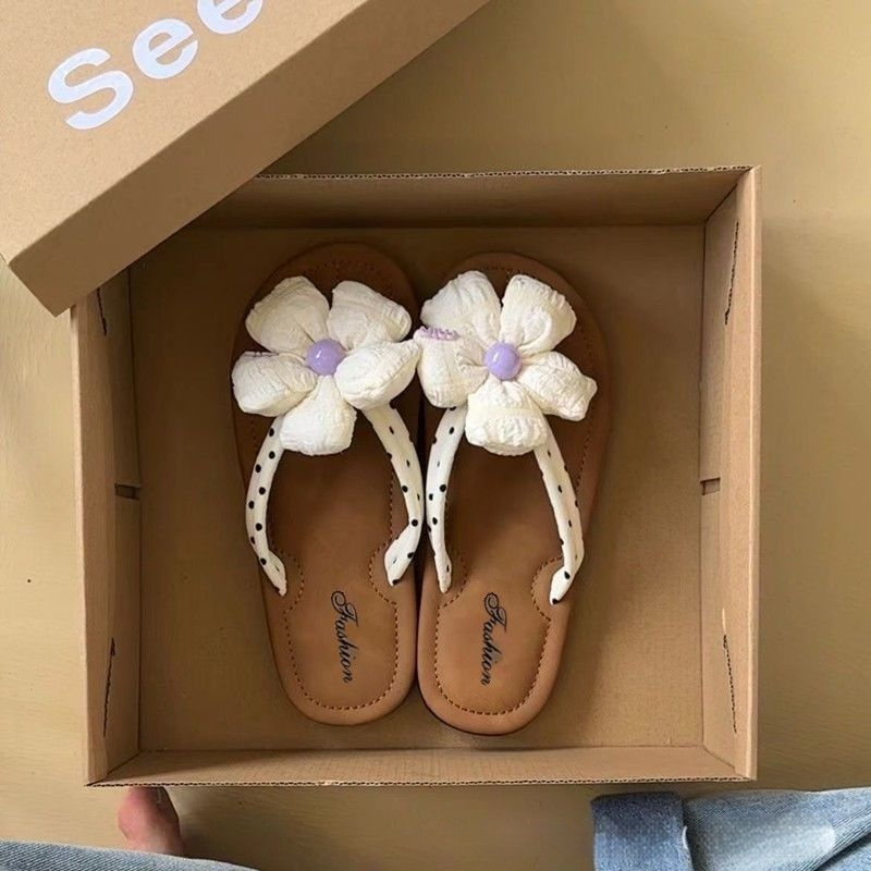 Cute Herringbone Non-slip Summer Outdoor Instagram-style Flip-flops Fashionable Soft-soled Beach Slippers