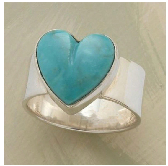 Womens Retro Heart-Shaped Geometric Ring