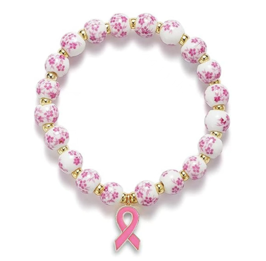 Womens Porcelain Floral Blue-and-White Ceramic Bracelet