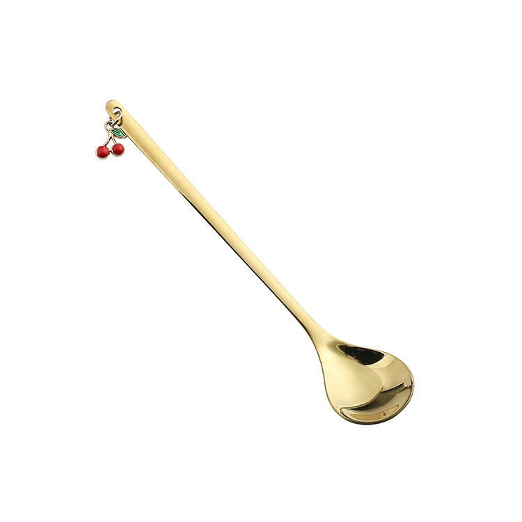 Stainless Steel Cute Strawberry Pendant Dessert Spoon Fruit Fork Coffee Spoon Gift Box