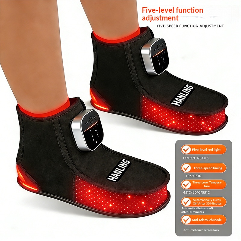 LED Red Light Therapy Shoes Near-Infrared Light Therapy Ankle Care Heated Slippers Smart Blue Light Foot Care Shoe Bags