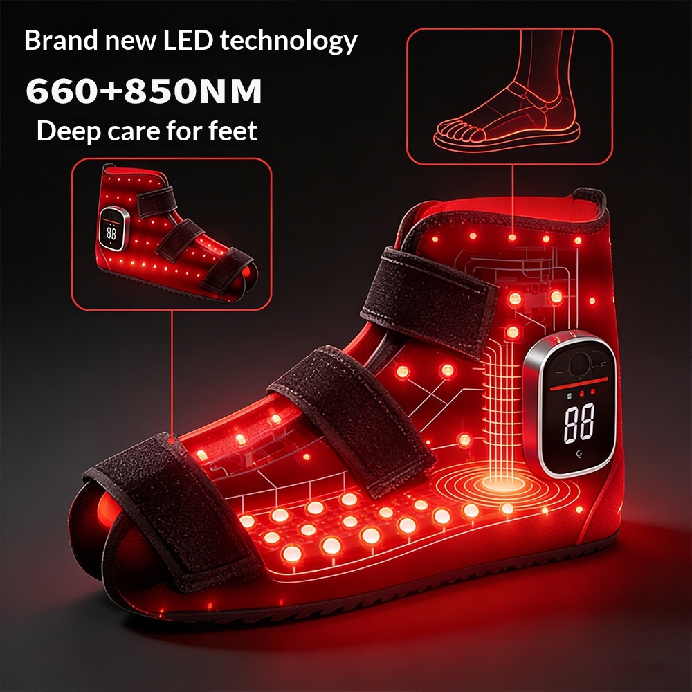 LED Red Light Therapy Shoes Near-Infrared Light Therapy Ankle Care Heated Slippers Smart Blue Light Foot Care Shoe Bags