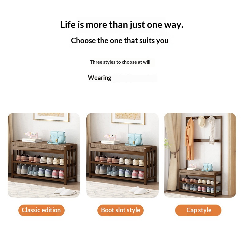 Solid Wood Shoe-Standing Bench For The Home Entrance