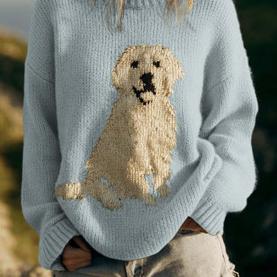 Womens 3D Digital-print Crew-neck Loose Hoodie