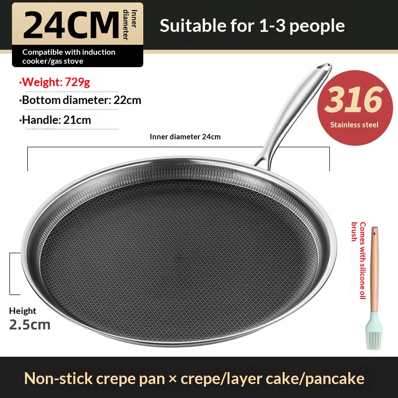 316 Stainless Steel Multi-Layer Skin Flat Non-Stick Pan