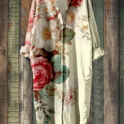 3D-printed  Fashionable Loose-fit Lapel Dress