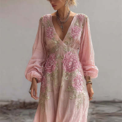 Womens Retro Loose-fitting Dress