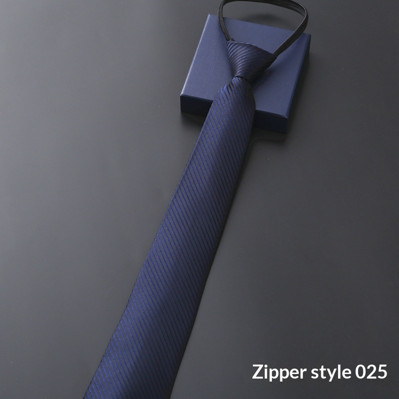 Mens Business Formal Zipper Tie With Blue Stripes
