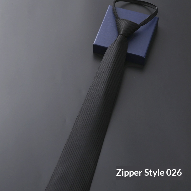 Mens Business Formal Zipper Tie With Blue Stripes