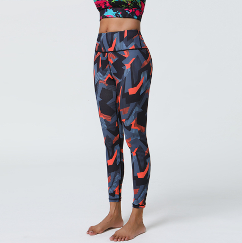 Womens High-Waisted Stretchy Printed Athletic Yoga Fitness Pants