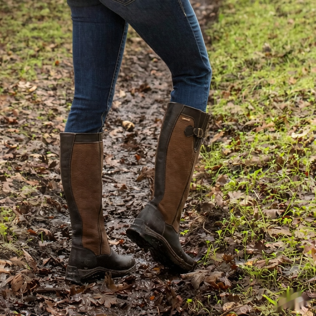 Leather Boots With A Round Toe Thick Sole And Belt Bucklewaterproof