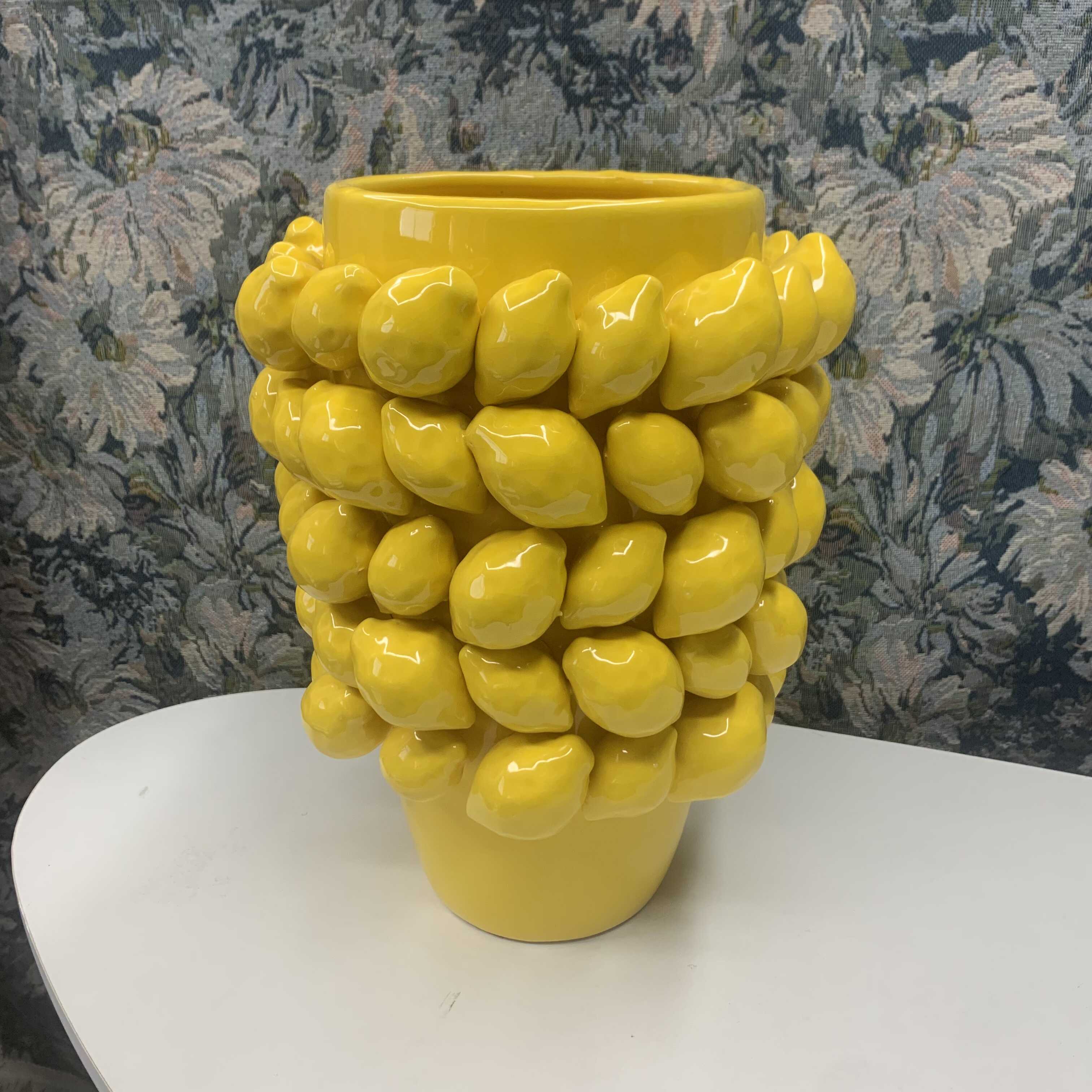 Three-dimensional Lemon Ceramic Vase With A Wide Mouthhigh-end Decorative Piece