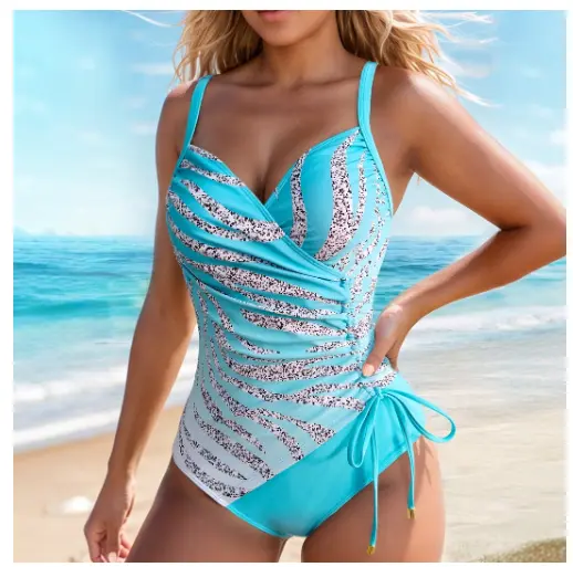 Printed Plus-Size Sleeveless One-Piece Swimsuit For Women