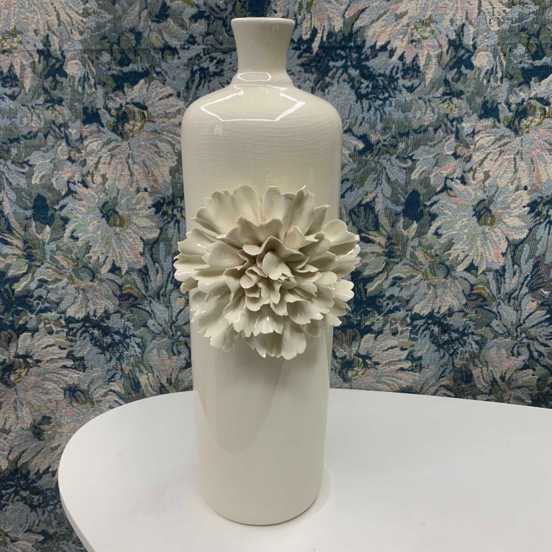 Creative Living Room Decor With High White Crackled Glaze  Desk Flower Vase For The Office