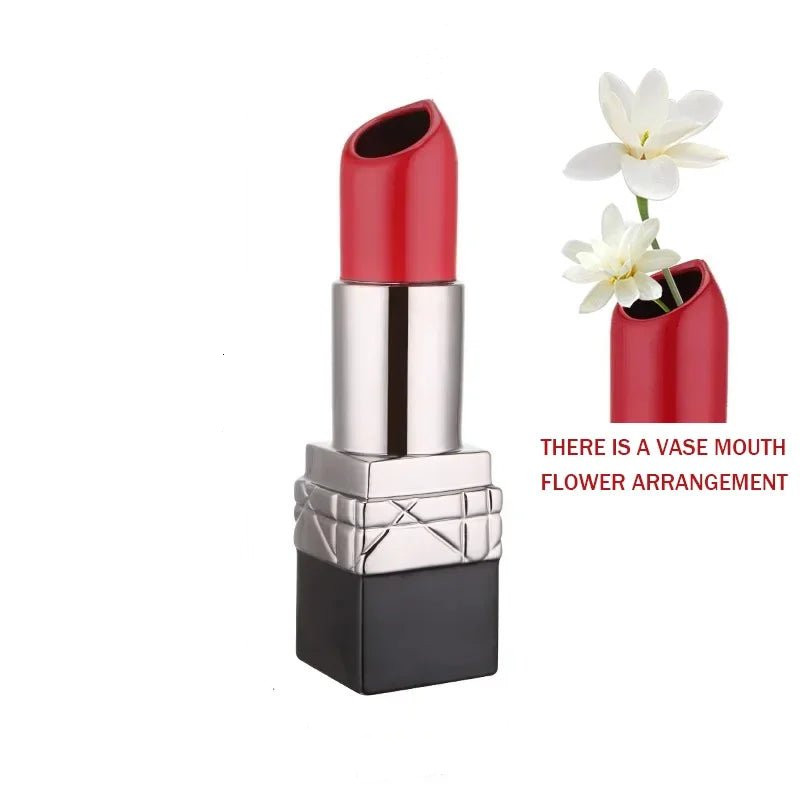 Creative Light-Luxury Modern Living Room Metal Lipstick-Shape Flower Vase