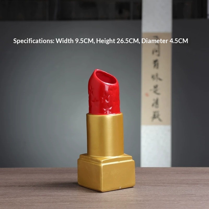 Creative Light-Luxury Modern Living Room Metal Lipstick-Shape Flower Vase