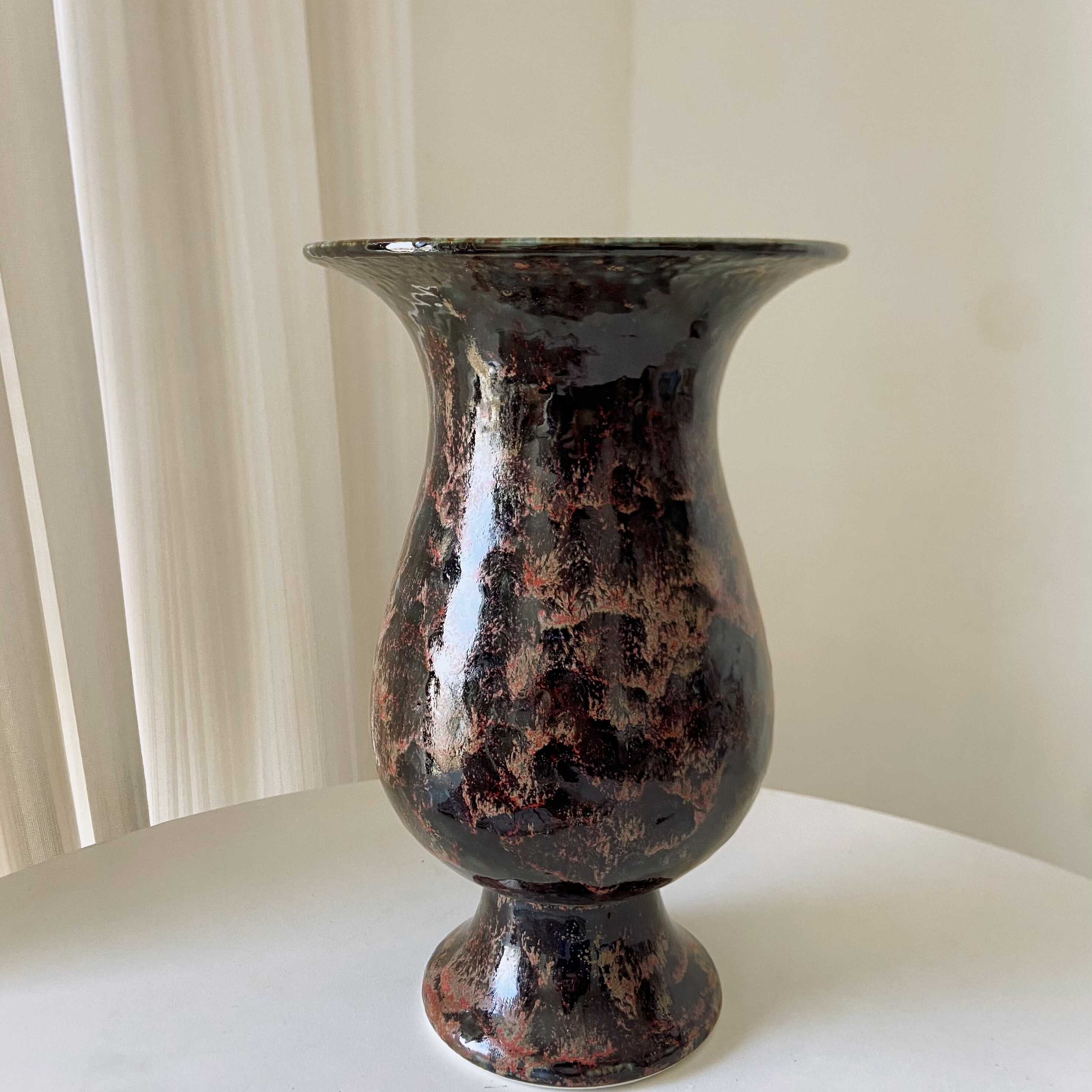 Hand-thrown Kiln-fired Ceramic Vase With A High Foot