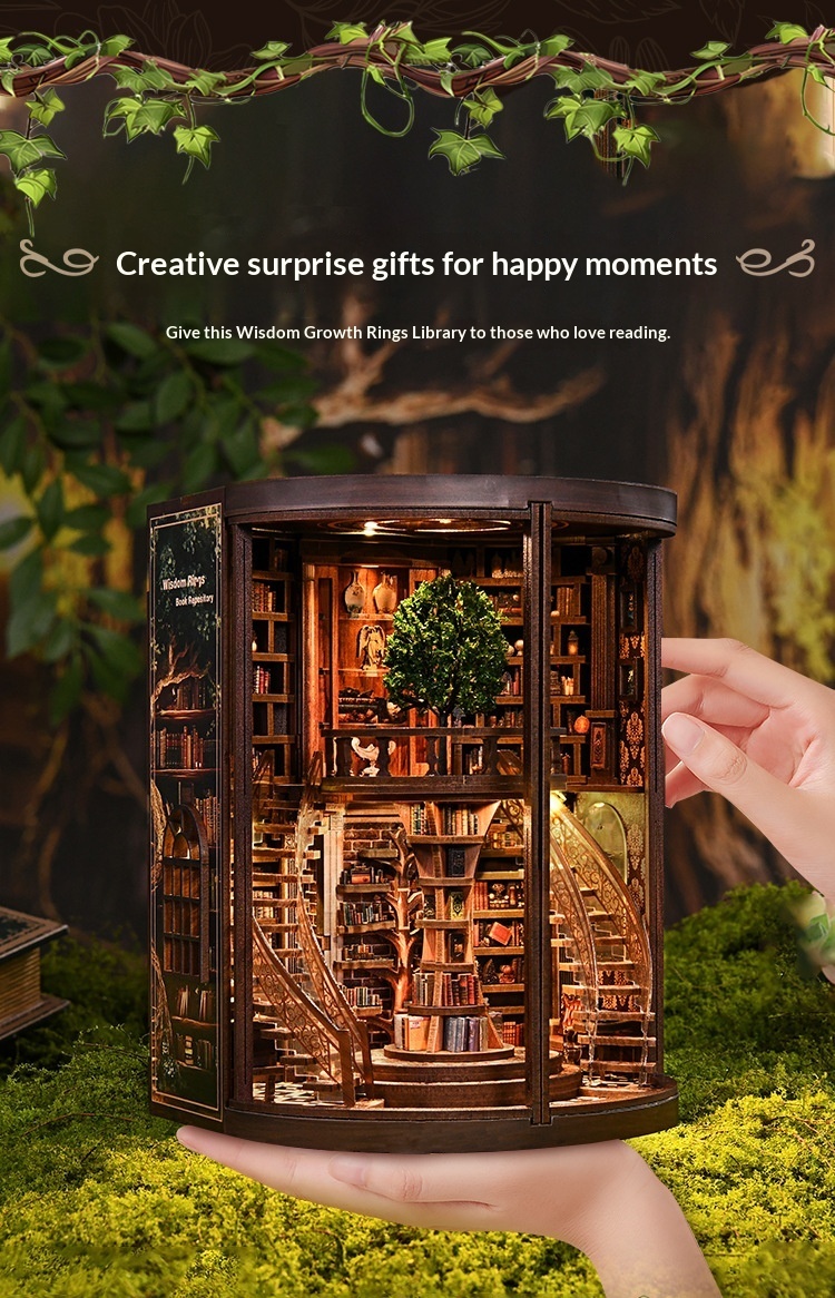 Smart Annual Ring Bookend DIY Cottage 3D Handmade Assembled Book Stand