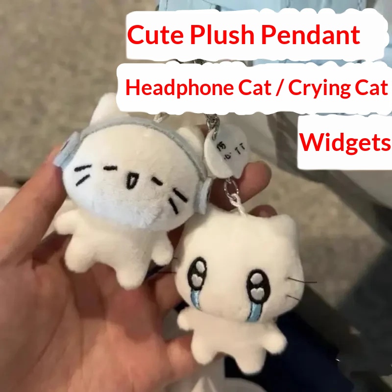 Cute New Cat Ear Headphones Plush Toy Cartoon-style Healing Plush Bag Charm 3