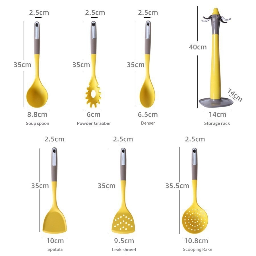 Silicone Spatula And 7 piece Silicone Kitchenware Set