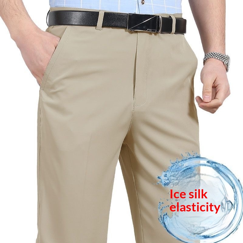 Mens Casual Solid-color Loose Straight-leg Pants