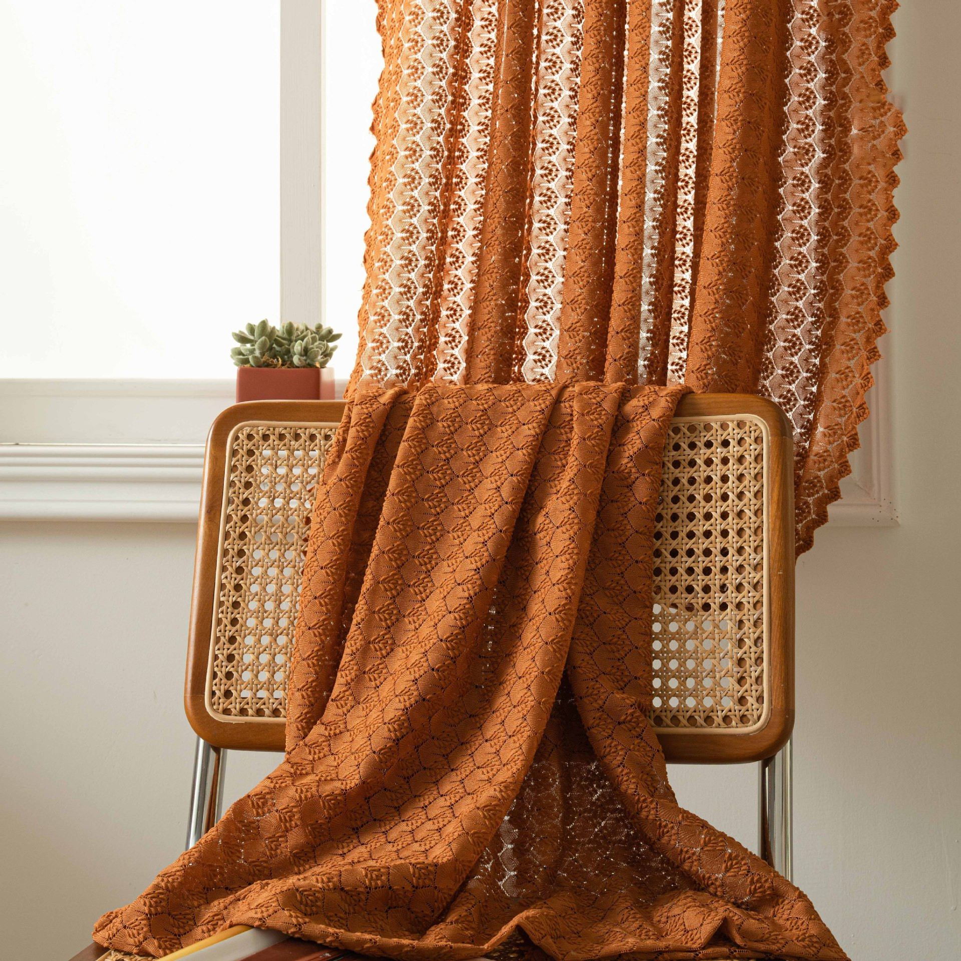 Creative Solid-color Versatile American-style Lace Hollow-out Curtains