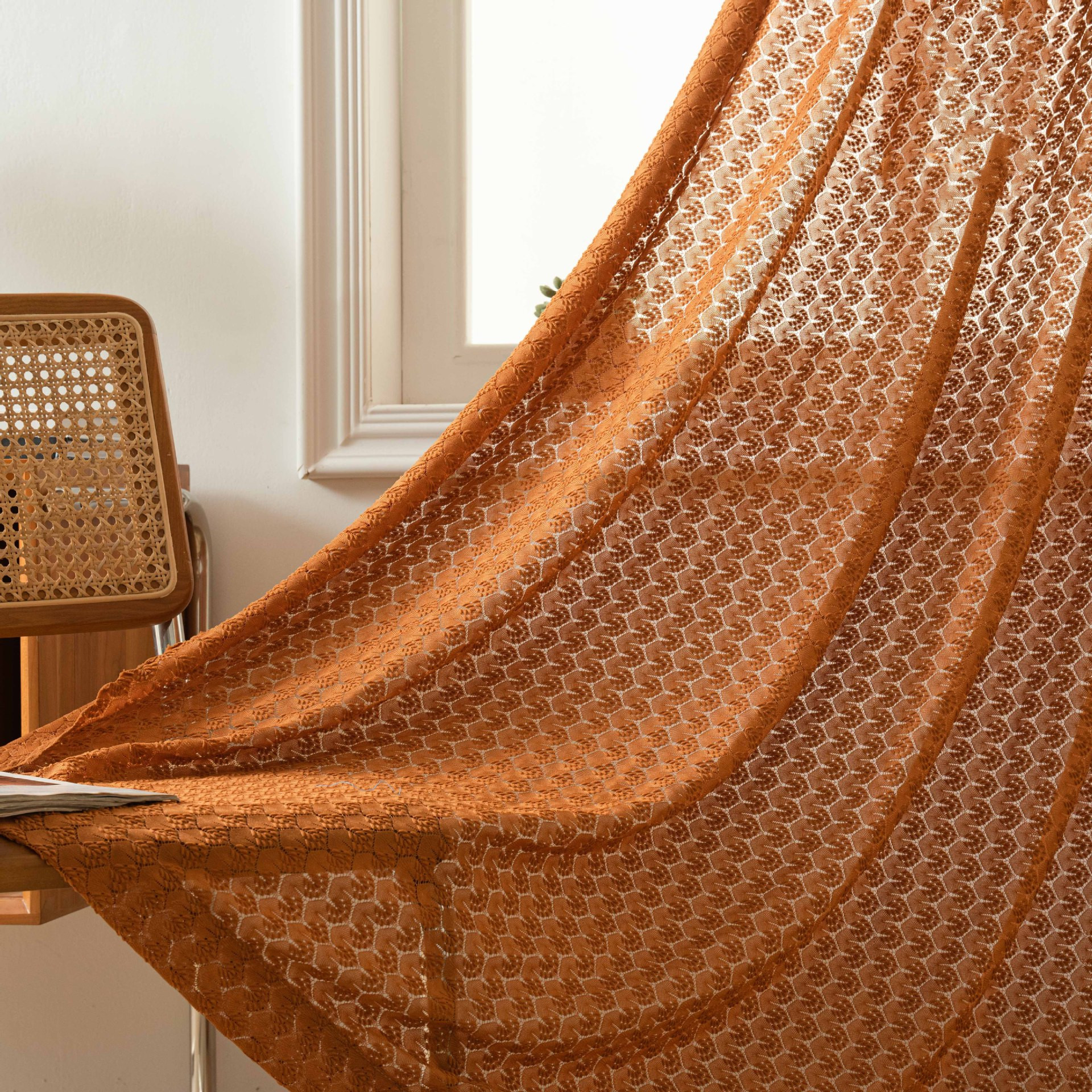 Creative Solid-color Versatile American-style Lace Hollow-out Curtains