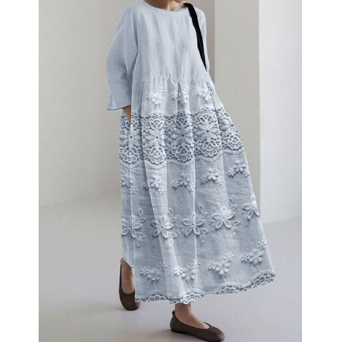 Womens 3D-printed Fashion Plus-size Loose Casual Long-sleeve Dress