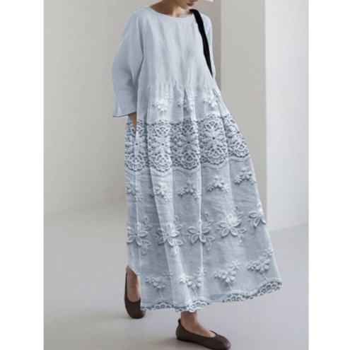 Womens 3D-printed Fashion Plus-size Loose Casual Long-sleeve Dress