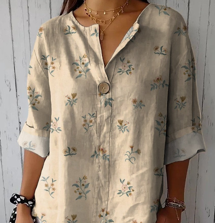 Womens Printed Long-sleeve Blouse