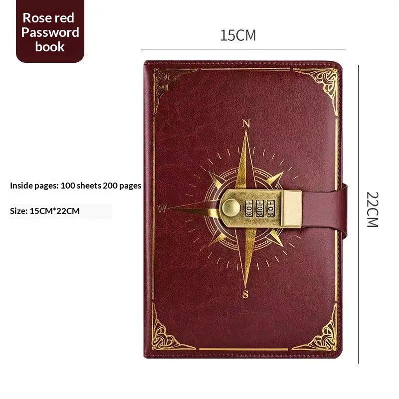 Retro Cipher Book Password Lock Notebook A5 5