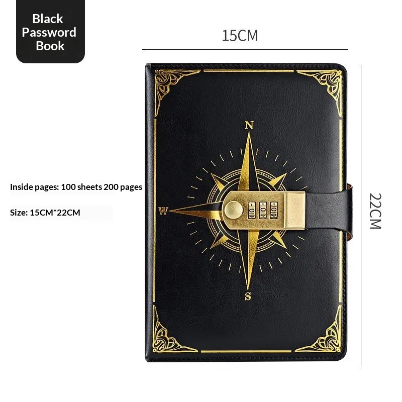 Retro Cipher Book Password Lock Notebook A5 6