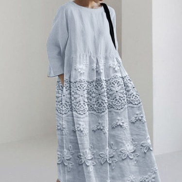 Womens 3D-printed Fashion Plus-size Loose Casual Long-sleeve Dress