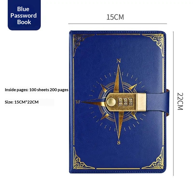 Retro Cipher Book Password Lock Notebook A5 2