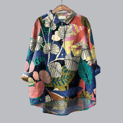 Womens Loose-fit Casual Top With A Printed Design