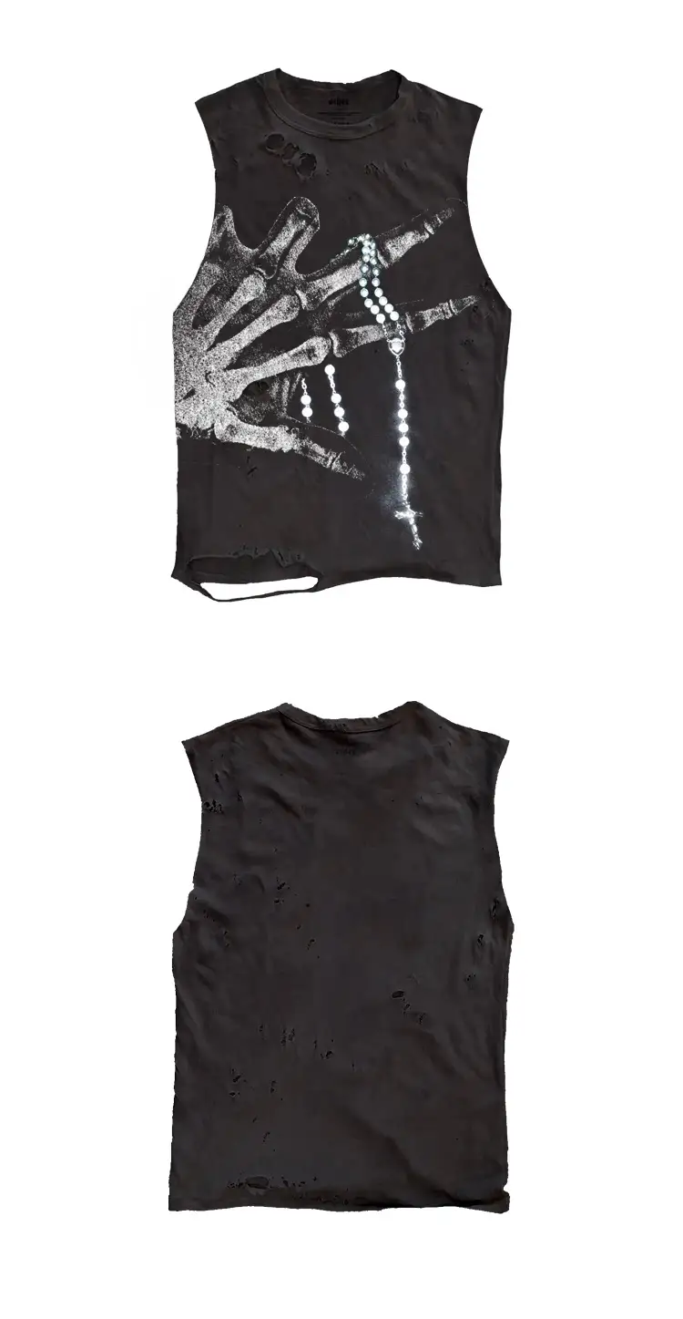 Vintage Distressed Subculture Post-apocalyptic Trend With Ripped And Cropped Sleeves