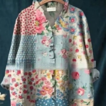 Loose-fitting Printed Crew-neck Casual Plus-size Womens Top