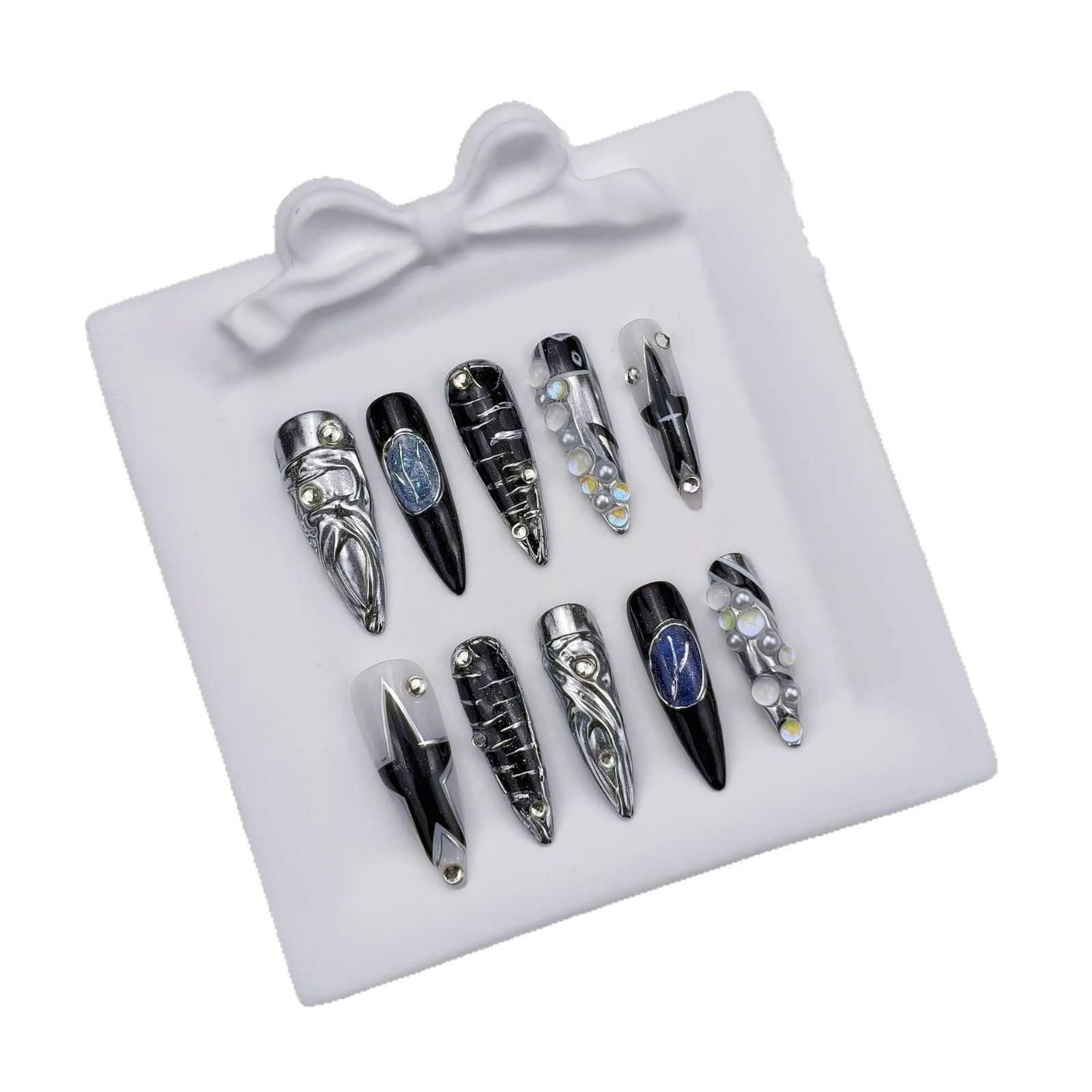 Handmade Wearable Nails Long Style With European And American Star Design