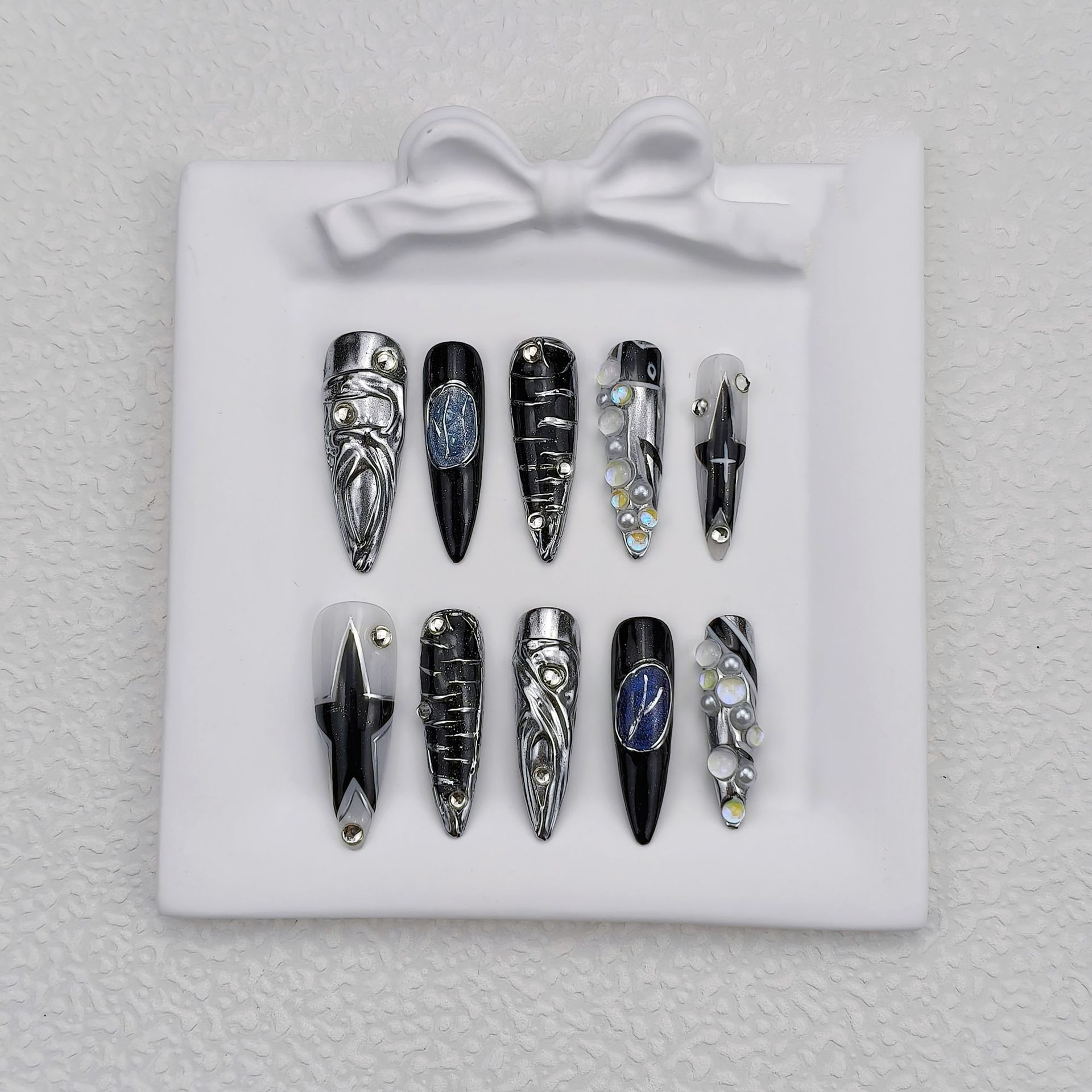 Handmade Wearable Nails Long Style With European And American Star Design