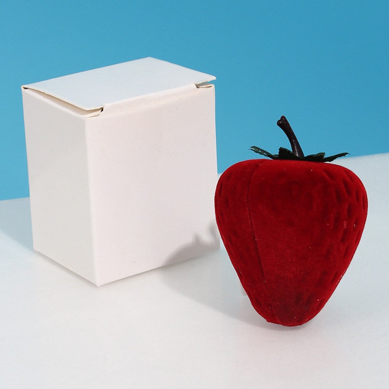 Strawberry Flocked Jewelry Box Cute Ring Holder For Kids