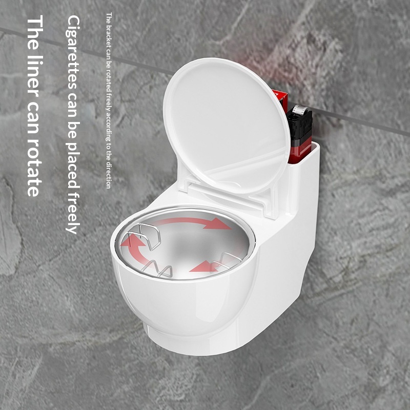 Creative Wall-mounted Bathroom Ashtray In A Toilet-shaped Design With A Lid
