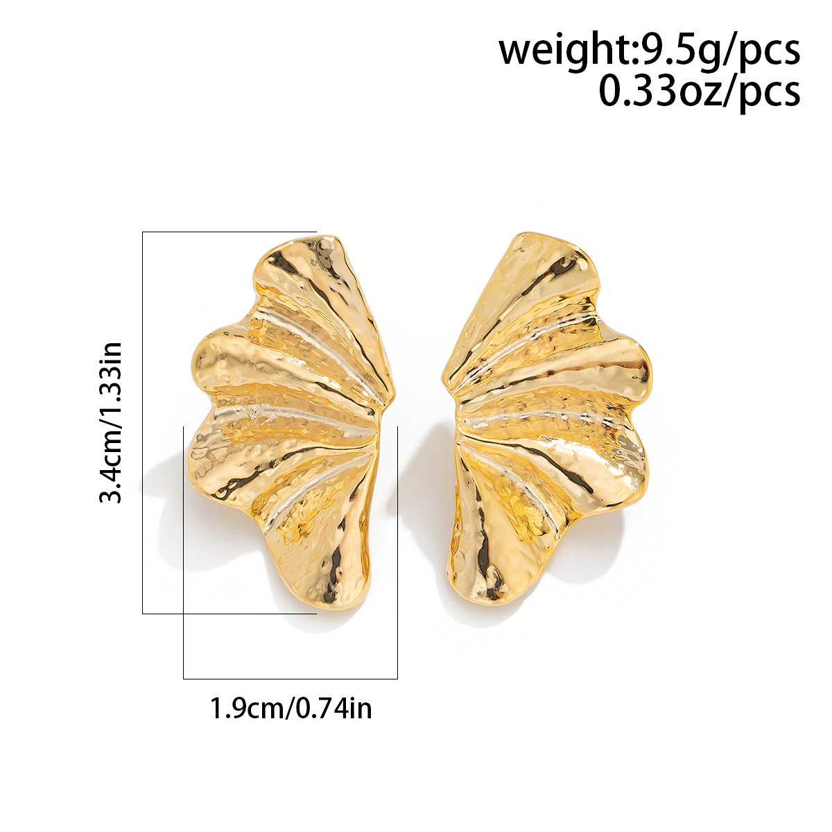 Punk Alloy Exaggerated Ginkgo Leaf Gold Stud Earrings
