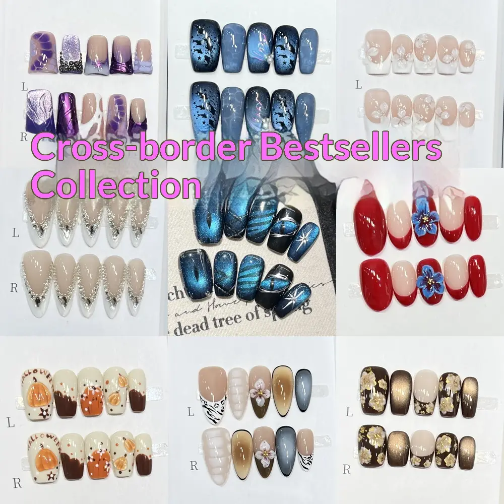 3D Carved Instagram-Style Cross-Border Hand-Painted Nail Art