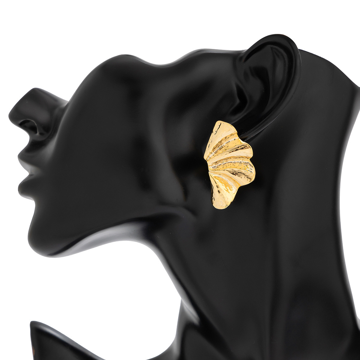 Punk Alloy Exaggerated Ginkgo Leaf Gold Stud Earrings