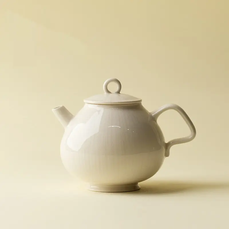 Grass And Wood Ash Simple Solid Color Ceramic Teapot